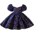 thumbnail image 3 of Vestidos cortos de desfile de lentejuelas para niñas, vestido de fiesta para niña con hombros descubiertos, color plateado y blanco, 3 of 5
