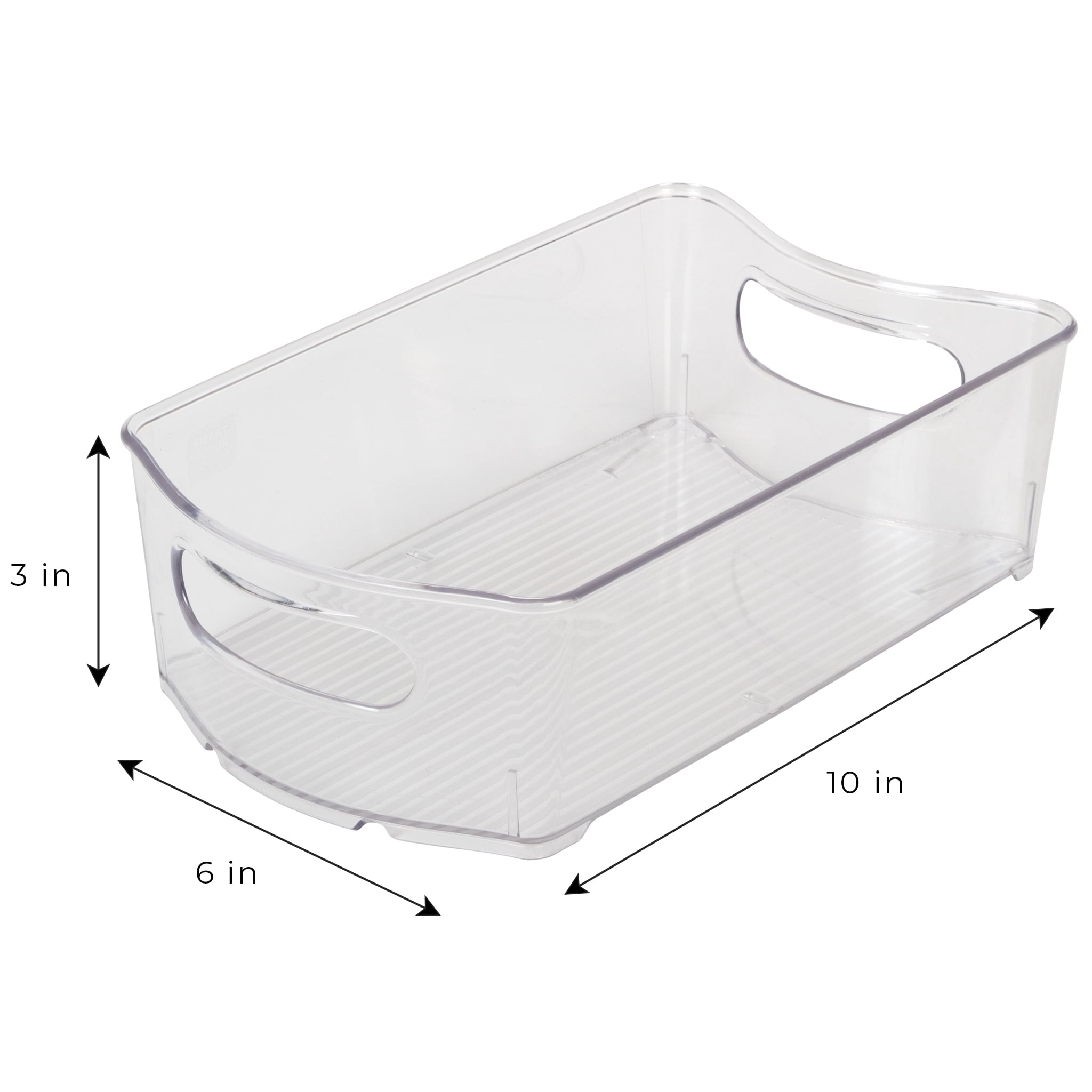 Smart Design Stackable Clear Refrigerator Storage Bin with Handle - 8 Pack - 6 x 10 inch