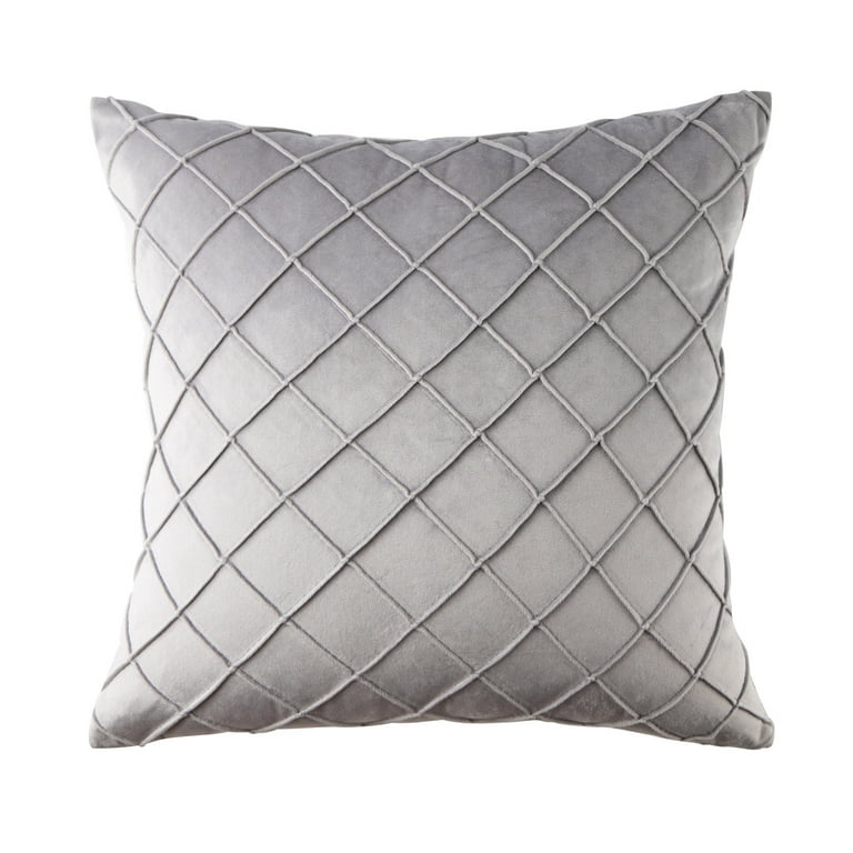 Phantoscope Soft Pleated Velvet Series Decorative Throw Pillow, 18 inch x 18 inch, Light Gray, 2 Pack, Size: 18 x 18