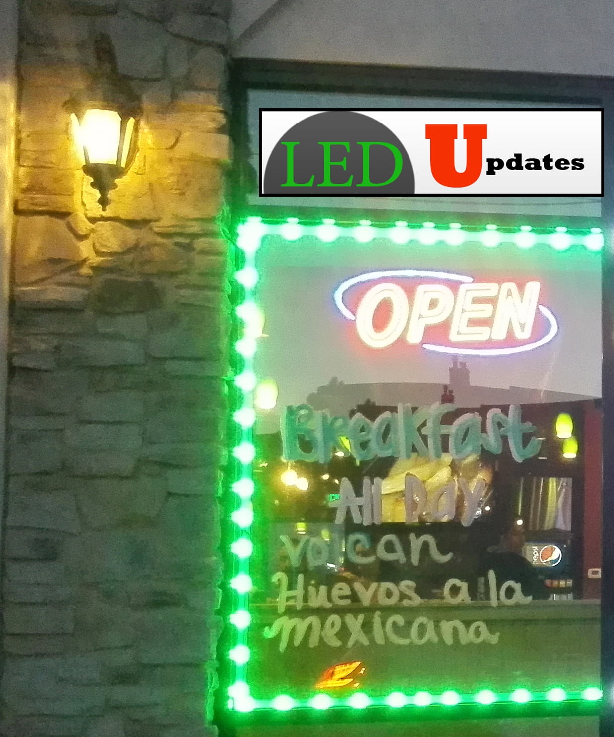 Storefront Window LED light 40ft Bright Green with UL Listed 12v Power