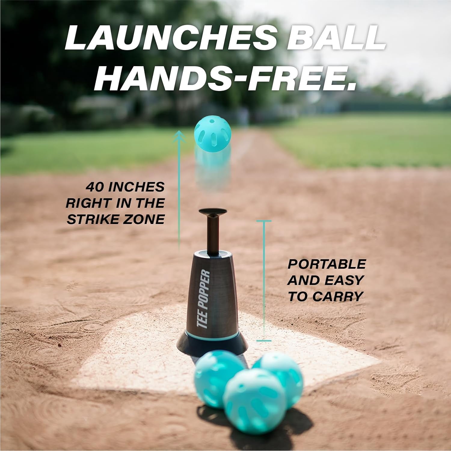 Tee Popper Baseball Training, Portable Baseball Training Equipment, Solo Batting Practice Tee Popper for Baseball & Softball, No Chasing Ball Design