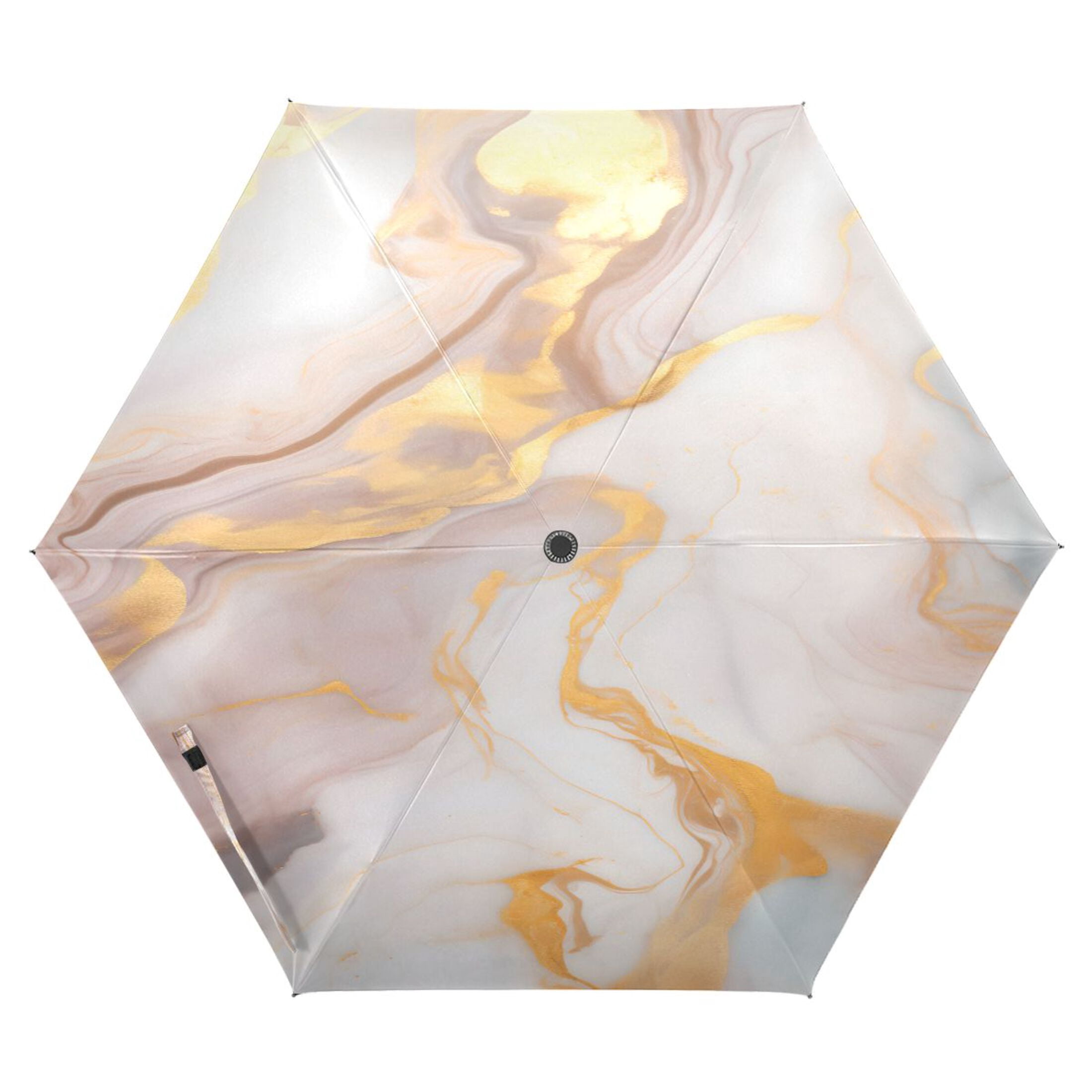 Turquoise Pink Gold Marble Compact Sun Umbrella Windproof Travel Umbrellas for Rain Strong Portable UV Protection
