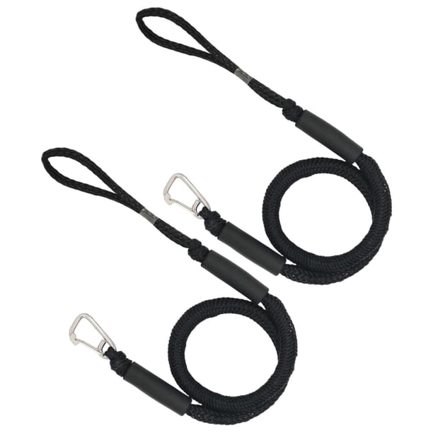 Eigraketly Bungee Dock Line Cuerda de barco para PWC para Pontón Barco de pesca Kayak Canoa Accs Negro Deportes acuáticos Negro 2 piezas