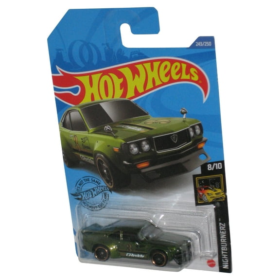 Hot Wheels Nightburnerz 8/10 (2018) Green Mazda RX-3 Toy Car 243/250