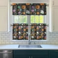 thumbnail image 3 of Gothic Halloween Kitchen Curtains Set of 3 - Skeleton Spider Web Print Rod Pocket Short Curtains for Small Windows, 3 of 6