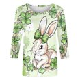 thumbnail image 5 of Xixinqiwan Womens 3/4 Sleeve Blouses,Women 2025 Easter Christian T-shirts Loose Fit Crewneck Tee Tops Casual Festival T Shirts Religious Going out Summer Tees, 5 of 5