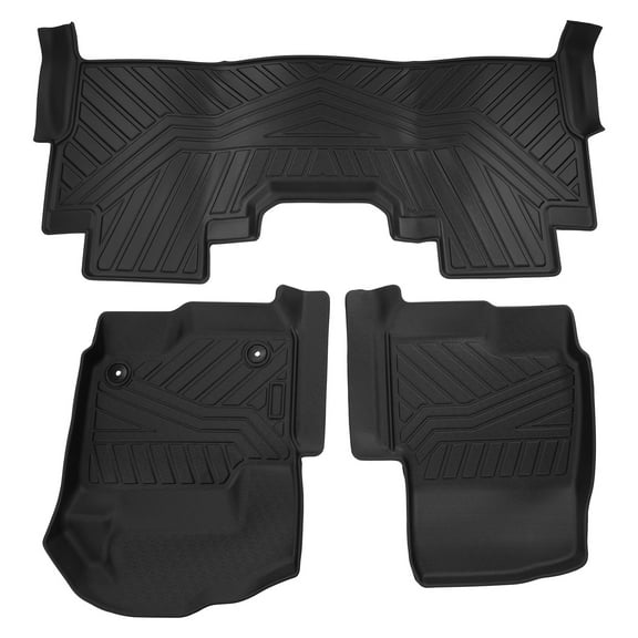 maXpeedingrods Floor Mats for 2017-2024 Ford F-250 F-350 F-450 F-550 Super Duty Crew Cab, Rubber TPE All Weather Liners with Factory Storage Box, Front & 2nd Row Black