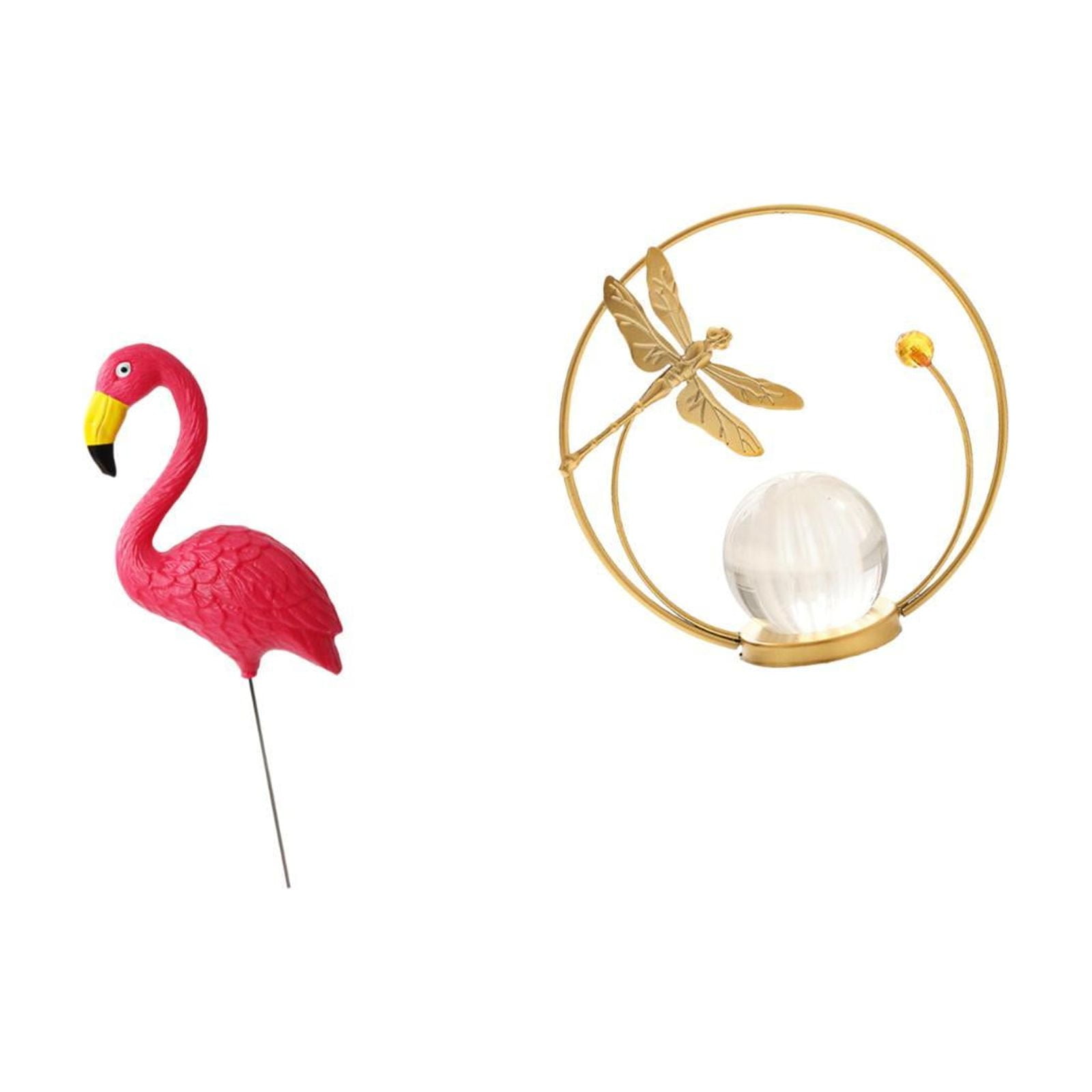 simhoa Flamingo Crystal Figurine Garden Sculpture Ornament for Holiday Spring Yard Art Metal Statue Stand Indoor Outdoor Decor Accessories