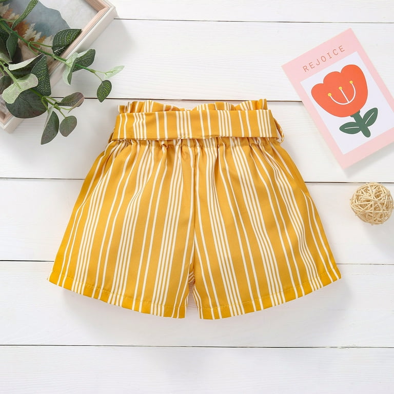 Girls Shorts Summer Toddler Baby Girls Bowknot Casual Striped