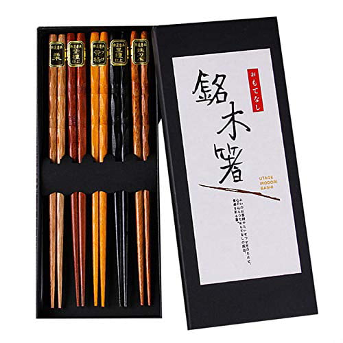 Reusable Bamboo Chopsticks Non-Slip Sushi Chop Sticks Set Chinese Gift Kitchen 