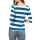 thumbnail image 3 of Camisetas de rayas para mujer Inspire Chic, corte ajustado, mangas de codo, cuello barco, talla XS, azul y blanco, 3 of 7