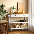 thumbnail image 6 of Kitchen Island Cart on Wheels with 2 Open Tiers Storage Shelves, White, 6 of 9