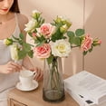 thumbnail image 4 of Funie Simulation Flower Eco-friendly Realistic Looking Faux Silk Flower 2 Heads Artificial Rose Flower for Home, 4 of 7