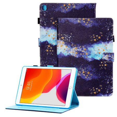 Cute Case for iPad 8th/7th Generation (2020 2019, 10.2 Inch), iPad Air Case 3rd Generation, iPad Pro Case 10.5 Inch - Fold Stand Leather Protective Wallet Flip Case with Auto Sleep Wake, Shine Stars