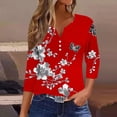 thumbnail image 7 of Qingpeng 3/4 Length Sleeve Tunic Tops for Women Casual Dressy Summer Floral Print Blouses Casual Buisness Work Spring Tee Shirts Size S-3XL, 7 of 7