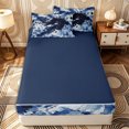thumbnail image 4 of Erosebridal Moody Ink Tie Dye Swirl Zipper Full Size Comforter Sets with Fitted Sheet and 2 Pillowcases,Splash Paint Texture Zipper Bedding Set,Navy Blue Black White,4pcs,Navy Blue Reversible, 4 of 6