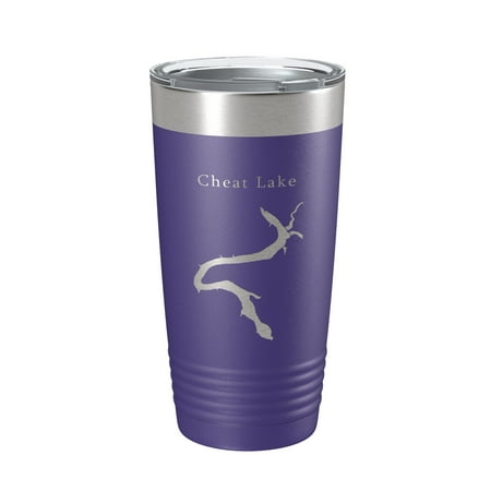 

Cheat Lake Map Tumbler Travel Mug Insulated Laser Engraved Coffee Cup Morgantown West Virginia 20 oz Purple