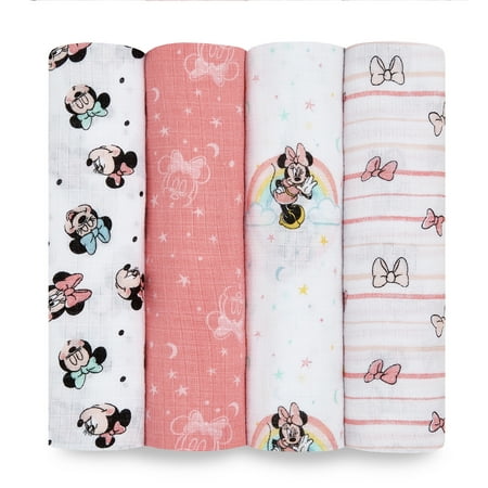 UPC: 0842332146236 | Aden + Anais Essentials Disney Baby 100% Muslin Cotton Swaddle Blanket  Female  4 Pack  Minnie Rainbows