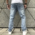 thumbnail image 5 of Reppunk Vintage Distressed Loose Men Washed Blue Denim Pants Stylish Men's Ripped Hole Straight Biker Jeans Male Trousers Menswear Underwear, 5 of 8