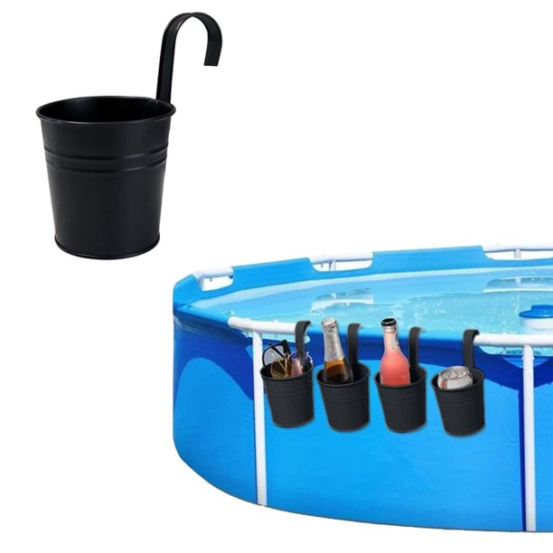 Portavasos de hierro forjado para piscinas elevadas,cubo colgante,duradero y práctico