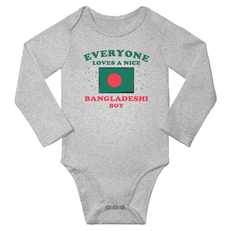 

Everyone Loves a Nice Bangladeshi Boy Baby Long Slevve Bodysuit (Gray 3-6 Months)