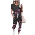 thumbnail image 2 of Mujeres Pantalones Traje de Moda Impreso de Manga Corta Cuello Redondo Cordón Superior Y Pantalones de Dos Piezas, 2 of 4