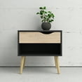 thumbnail image 2 of Tvilum Diana 1 Drawer and 1 Shelf Bedroom Nightstand for Adults, Black Matte/Oak Structure, 2 of 7