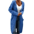 thumbnail image 4 of Winter Hooded Cardigan Sweater Coat Women Oversized Chunky Knit Open Front Long Outwear, 4 of 5