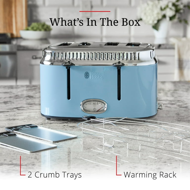 West Bend 2-Slice Stainless Steel Retro-Style 4 Functions, 6 Settings Toaster, Blue