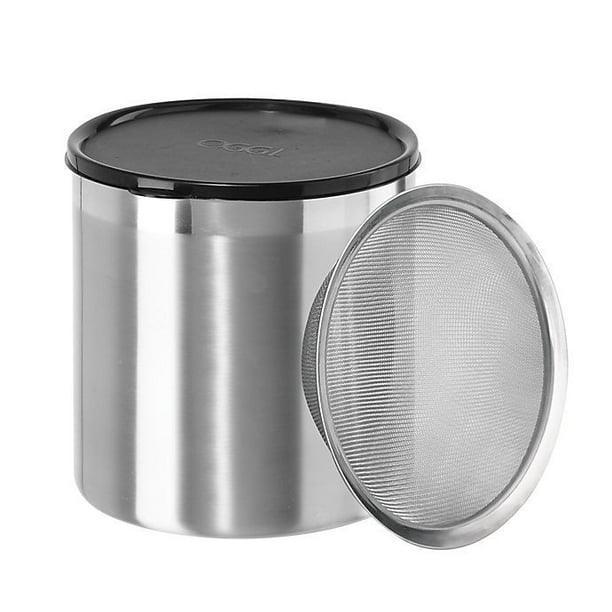 Oggi 4 qt. Stainless Steel Jumbo Grease Can with Strainer and Cover