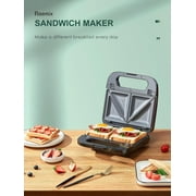 3-in-1 Waffle, Grill & Sandwich Maker, Panini Press Grill and Waffle Iron Set with Removable Non-Stick Plates, Perfect for Cooking Grilled Cheese, Tuna Melts, Burgers, Steaks and Snacks, Black