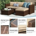 thumbnail image 2 of Modern Outdoor Patio Furniture Set，5-Piece Brown Wicker Sectional Sofa, with Beige Cushions and Coffee Table, Perfect for Gardens, Patios, and Backyards, 2 of 7