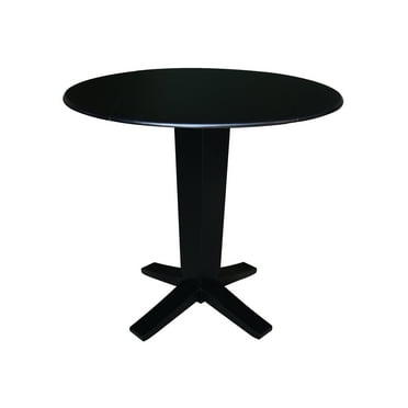 42" Round Solid Wood Dual Drop Leaf Pedestal Dining Table
