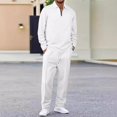 thumbnail image 2 of Men’s Long Sleeve Zip Collar Pullover Top and Drawstring Waist Pants Two Piece Set Casual Relaxed Fit Tracksuit Outfit, 2 of 5