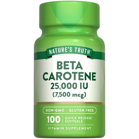 Beta Carotene 25000 IU Softgels ( 7500 mcg ) | 100 Count | Vitamin A Supplement | by Nature's Truth