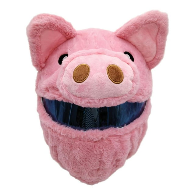 Motorcycle Helmet Cover, Plush Polyester Costume for Full Face Helmets, Fun Designs Pink Pumpkin Bunny, Zipper Secure Fit, Protective Decorative