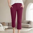 thumbnail image 2 of AINIYS High Waisted Stretchy Slim Capris Pants for Women Office Daily Wear Red S, 2 of 4