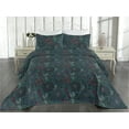 thumbnail image 2 of Ambesonne Dahlia Flowers Quilted Bedspread Set 3 Pcs, Floral Scene Jungle, Twin, Teal Plum Dark Lavender, 2 of 4