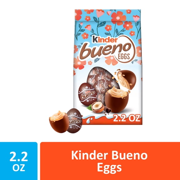 Kinder Bueno Easter Eggs Milk Chocolate, Easter Basket Stuffers, Chocolates for Egg Hunts, 2.2 oz
