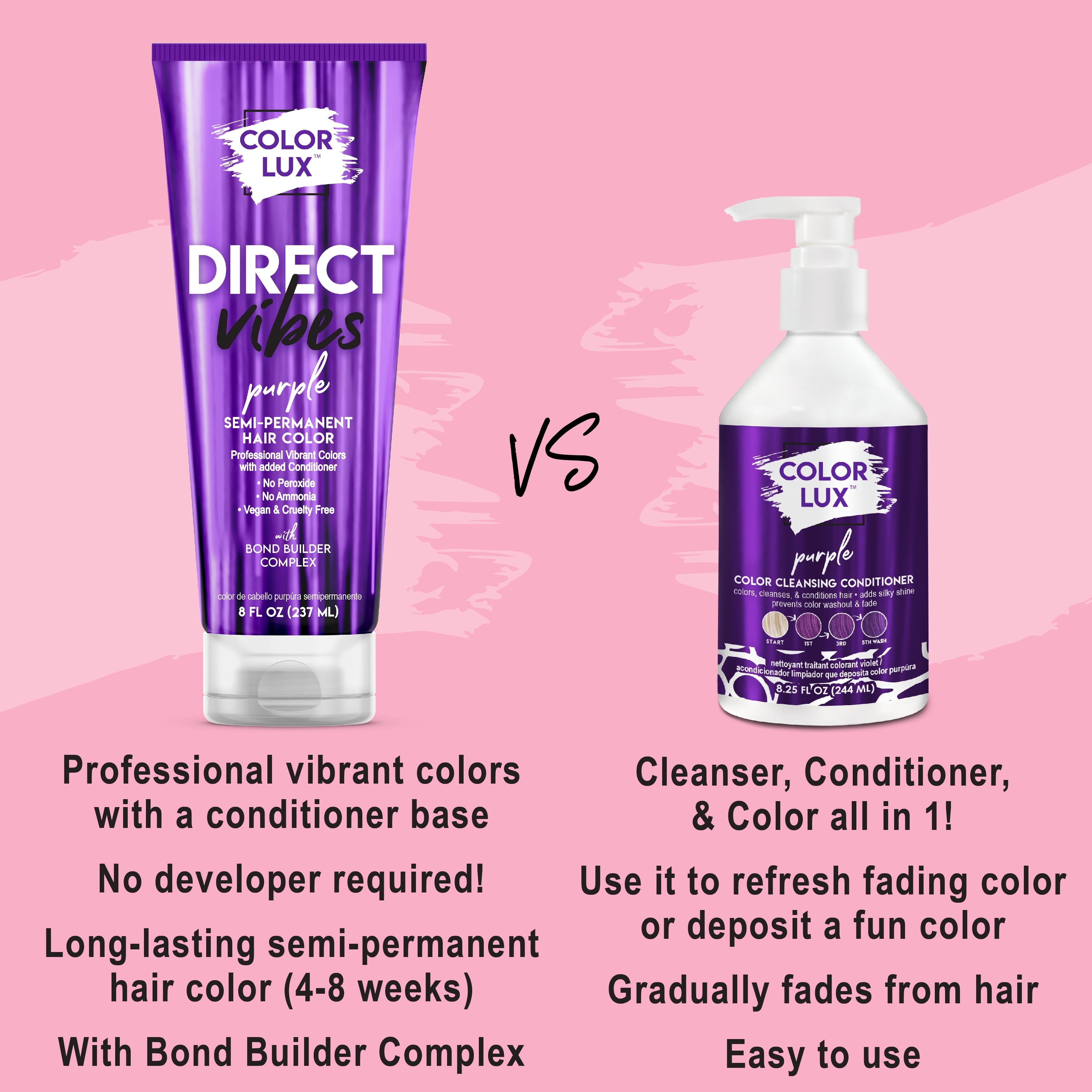Color Lux Direct Vibes Purple 8 0z, for Adults and Teens