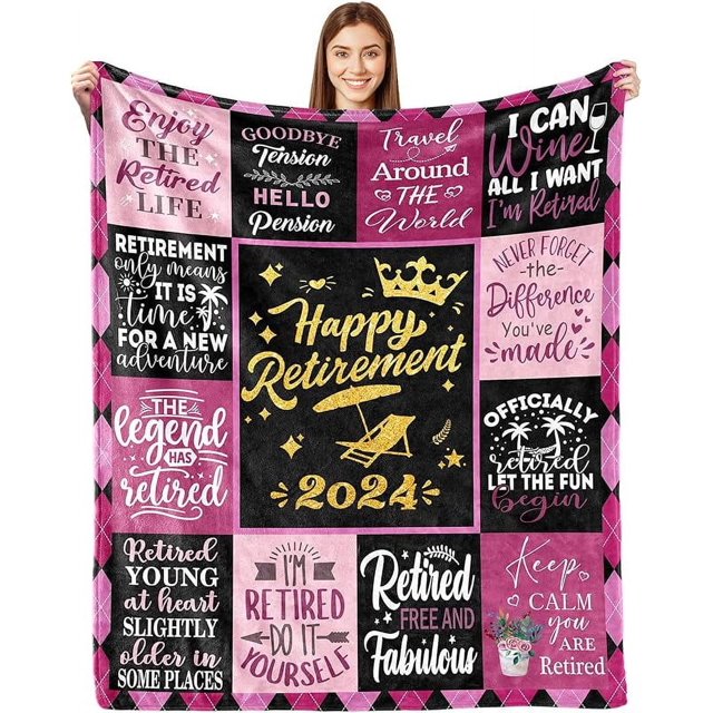 Regalo de jubilación para mujer 2024, manta de jubilación, regalos de jubilación para mujeres, regalos de despedida para compañeros de trabajo, regalos jubilados para mujeres, regalos geniales de
