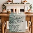 thumbnail image 2 of Table Runner 72 Inches Long for Kitchen Dining, Teal Green Eucalyptus Leaves Dresser Scarf Farmhouse, Dining Table Decorations for Wedding/Parties, Spring Plants Country Beige 13 x 72 In, 2 of 8