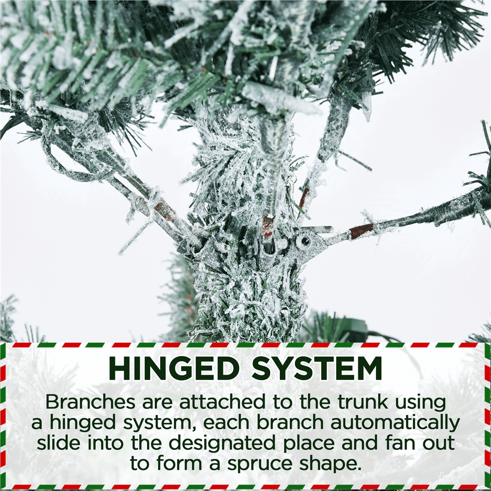 Renwick 12Ft Pre-lit Flocked Artificial Christmas Tree with Foldable Stand, Green