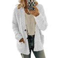 thumbnail image 1 of Women's Warm Plush Winter Jackets Long Sleeve Cardigans With Pockets Solid Color_Special Gift, 1 of 5