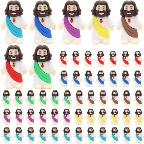 50 Pcs Little Jesus Figures Mini Jesus Figurines in Bulk Original Design Tiny Jesus Figures Small Jesus for Hide and Seek, Religious Party Favors, Sunday School, Baptism Gift, Easter Egg Stuffers