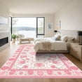 thumbnail image 3 of ODIKA 2'x3' Machine Washable Non-Slip Area Rug, Oriental Blush Pink High Traffic Rug with Pad, Pink, 1029630, 3 of 8