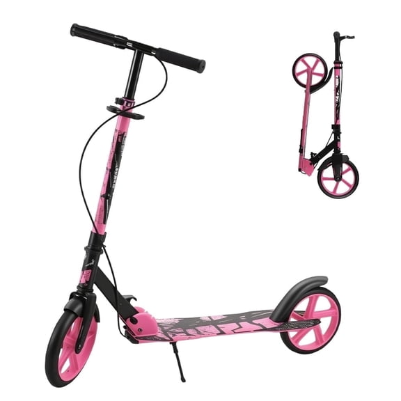 Wheelive Kick Scooter for Ages 6 , Foldable 3-Level Adjustable Handlebar, 9-Inch Big Wheels, Max Load 220 lbs, Safe & Fun for Kids, Pink