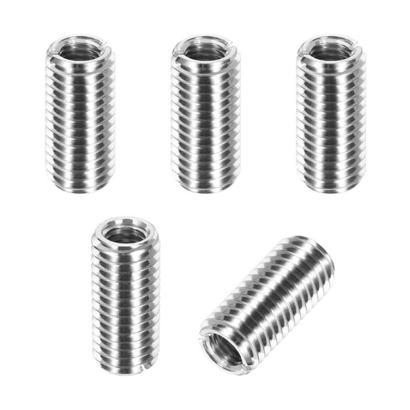 Thread Adapters Sleeve Reducing Nut, 5Pcs M12x1.75 Male to M8x1.25 Female Repairing Insert Nut Screw Reducer Conversion 303 Stainless Steel Fastener 25mm