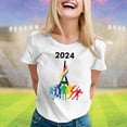 thumbnail image 2 of TSADFHJI Hauts de Sortie pour Femmes Sexy T-Shirt d'Été à Manches Courtes Col Rond Motif Haut Décontracté m Blanc, 2 of 4