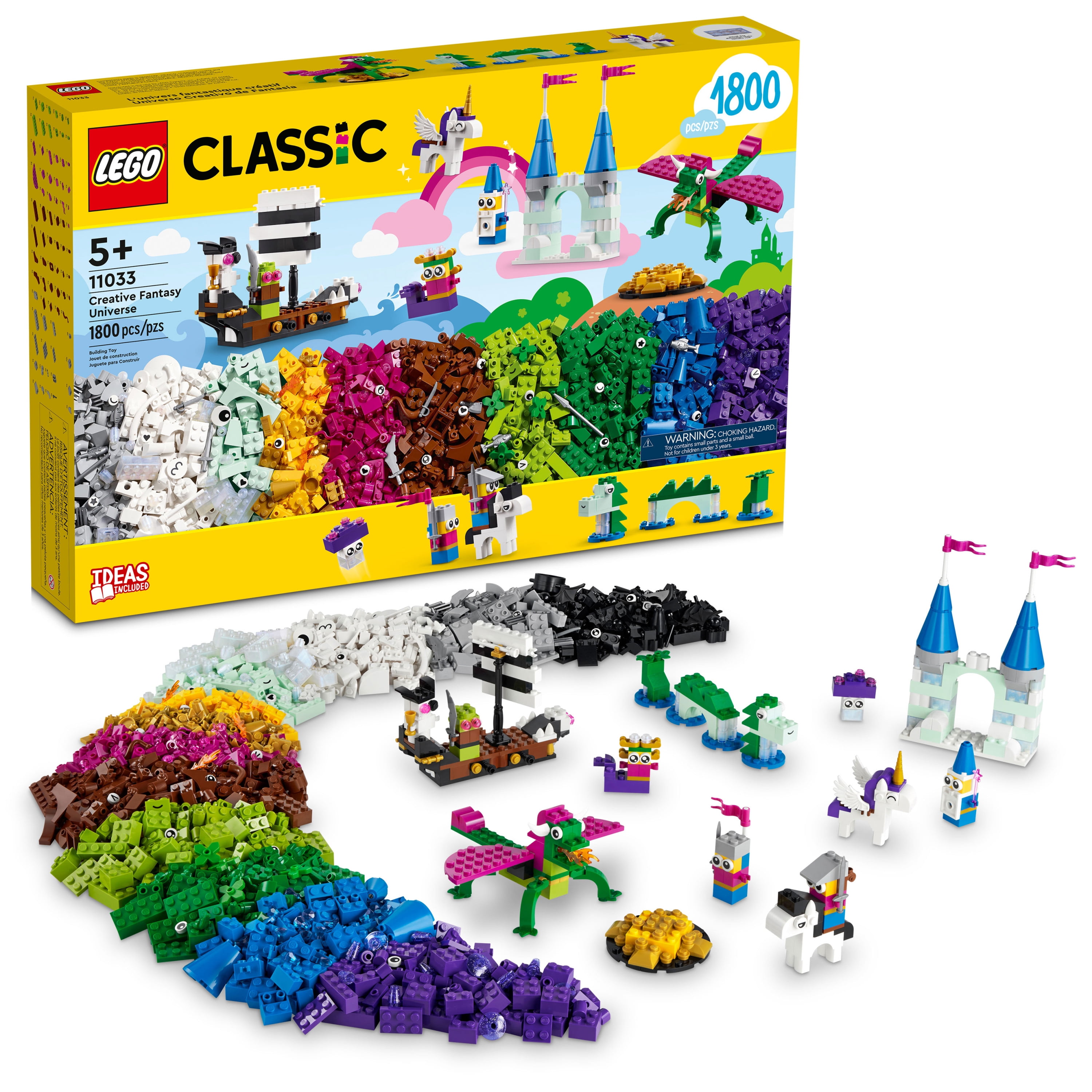 LEGO Classic Creative Fantasy Universe Set 11033, Building Adventure with Unicorn Toy, Castle, Dragon and Pirate Ship Builds, Toys for Kids ages 5 Plus